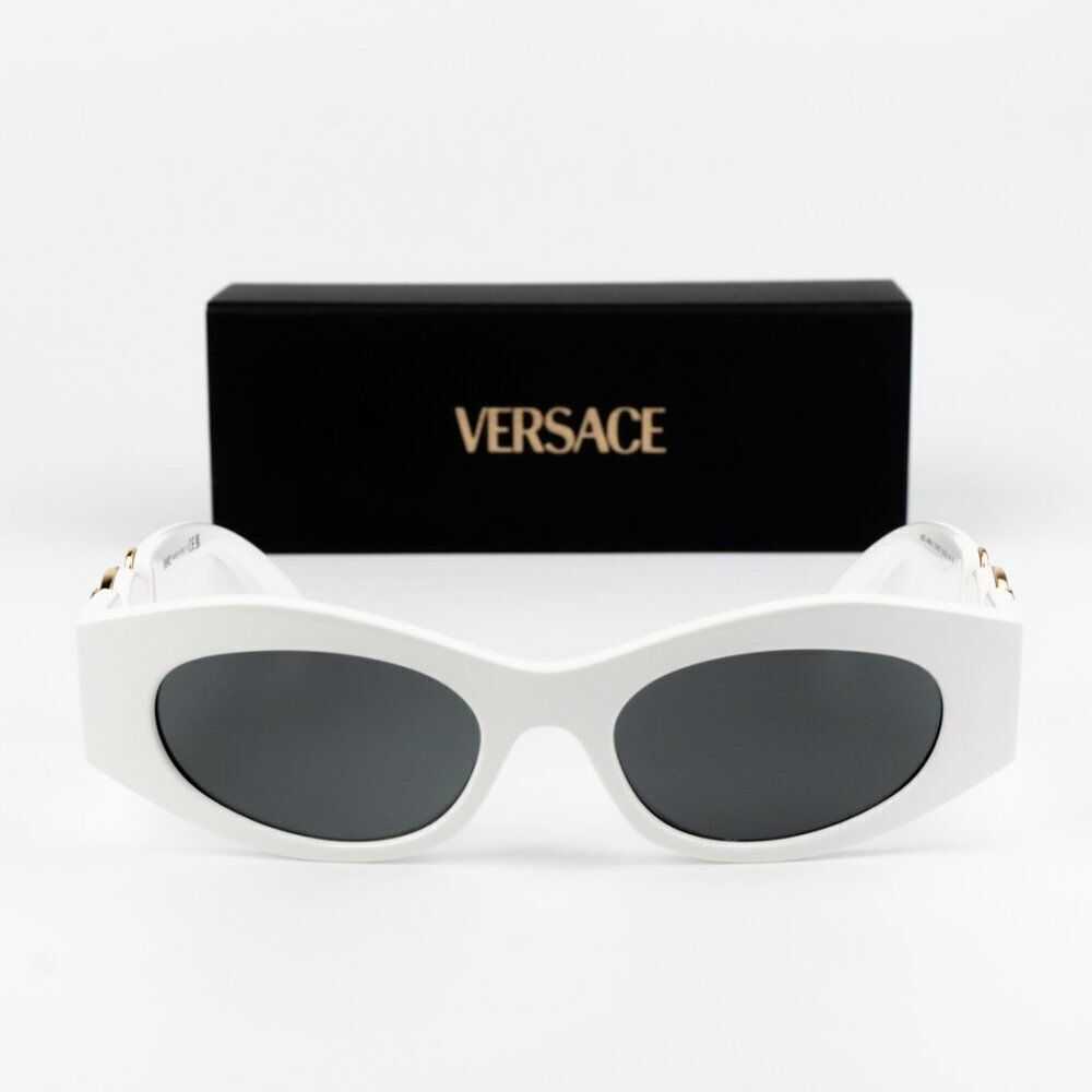 NEW Versace VE4480U 314/87 White Dark Grey Oval Unisex Sunglasses